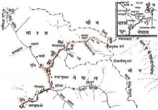 सुगौली सन्धिपछिको नक्सामा कालीको मुहान लिम्पियाधुरामा