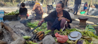 राजमार्ग छेउमा मकै पोलेरै जिविका
